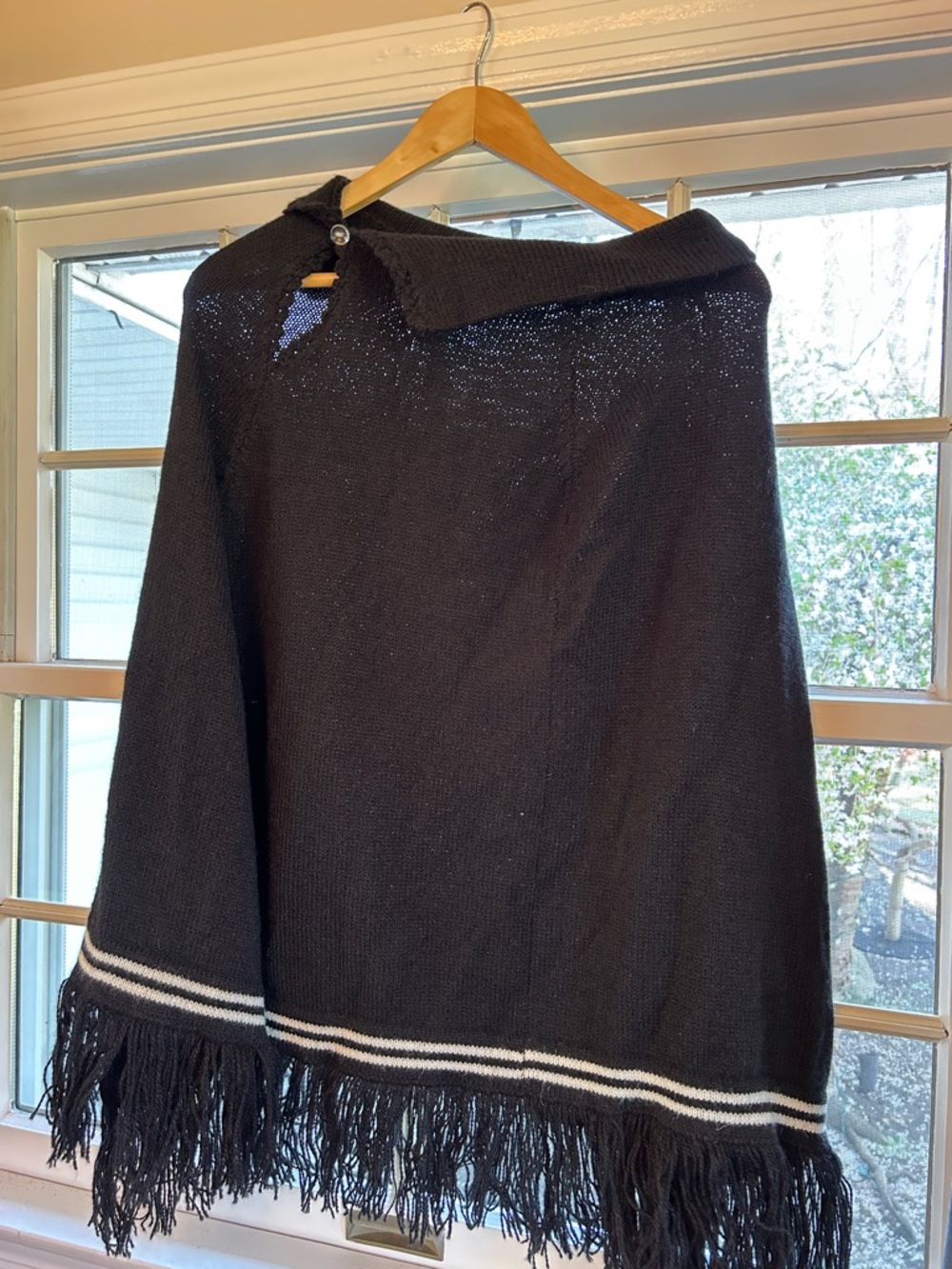 Andes Gifts Black Knit Alpaca Blend Sweater Poncho